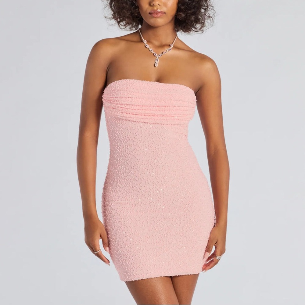 Windsor - Lena strapless bodycon beaded mesh mini